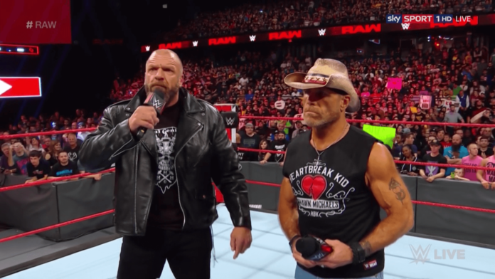Shawn Michaels und Triple H nach WWE Super Show-Down / (c) 2018 WWE. All Rights Reserved.