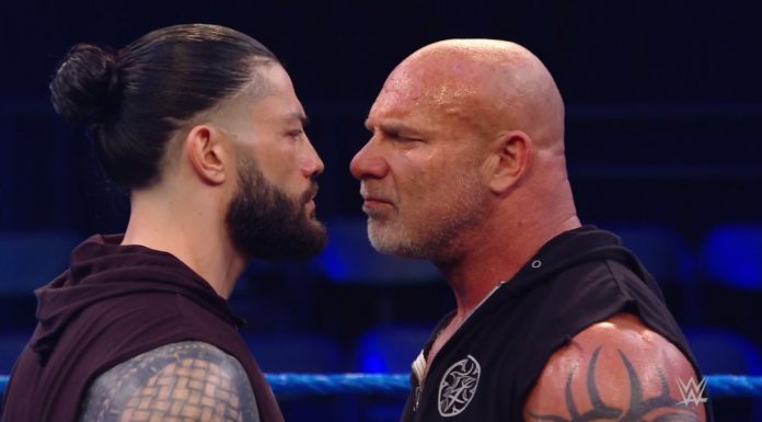 Roman Reigns vs. Bill Goldberg - (c) 2020 WWE. All Rights Reserved.