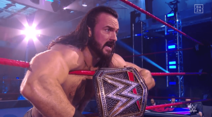 WWE-Champion Drew McIntyre bei WWE Raw am 8.6.20 - (c) 2020 WWE. All Rights Reserved.