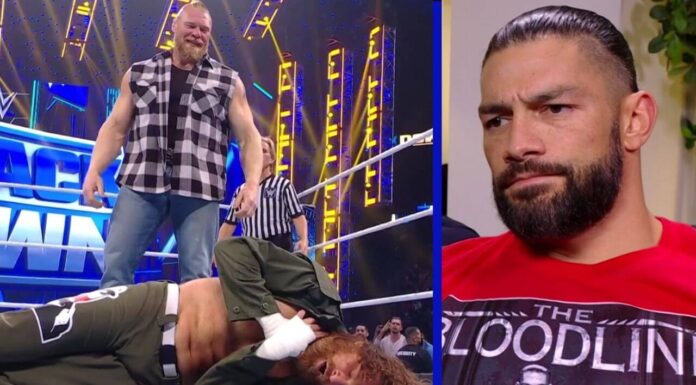 Brock Lesnar ist zurück, Roman Reigns ist nicht begeistert / WWE SmackDown - 3. Dezember 2021 / (c) 2021 WWE. All Rights Reserved.