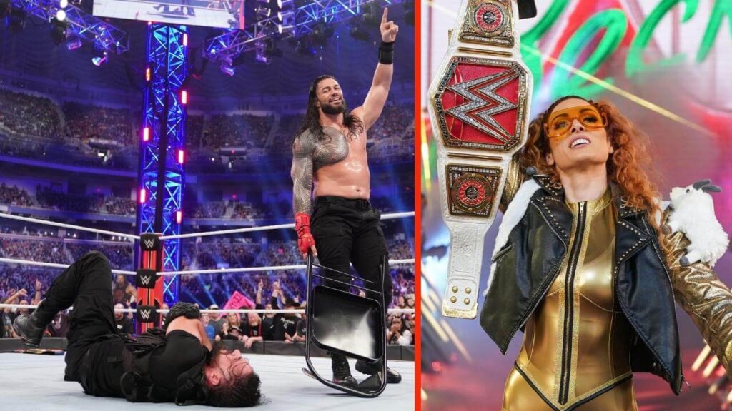 Roman Reigns und Becky Lynch haben den Royal Rumble mit ihren Gürteln verlassen / Bilder: (c) 2022 WWE. All Rights Reserved.