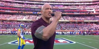 WWE-Legende "The Rock" eröffnet den 56. Super Bowl - Screenshot: NBC