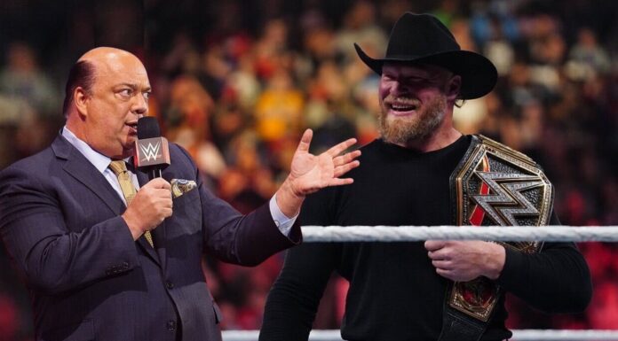 Paul Heyman hat Neuigkeiten für Brock Lesnar / Raw vom 21.2.22 / (c) 2022 WWE. All Rights Reserved.