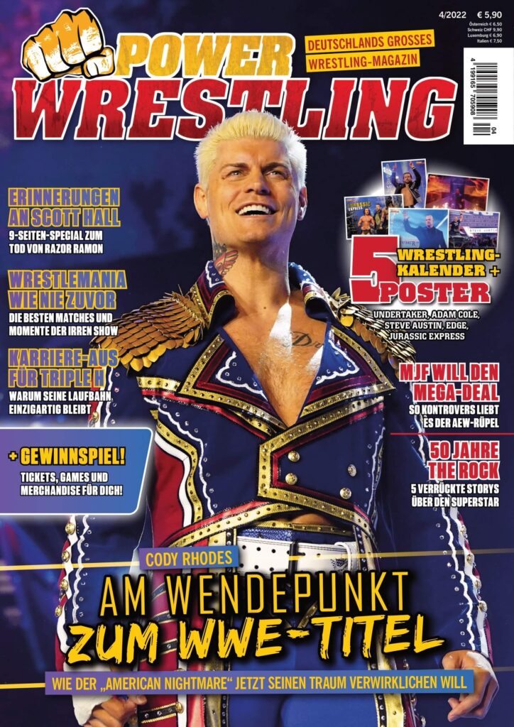 Power-Wrestling 4/2022 mit WWE-Superstar Cody Rhodes auf dem Cover