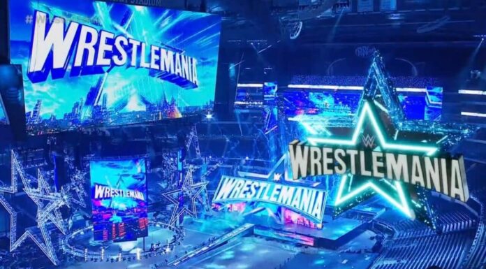Das ist die Kulisse für die 38. WrestleMania im AT&T Stadium in Dallas, Texas / Screenshot: (c) 2022 WWE