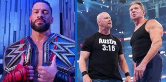Roman Reigns hat alle Titel, Mr. McMahon trifft Stone Cold Steve Austin / WWE WrestleMania 38 Sunday / (c) 2022 WWE.