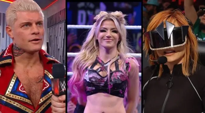 Cody, Alexa, Becky bei Raw vom 9. Mai 2022 / (c) WWE. All Rights Reserved.