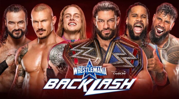 Randy Orton, Riddle, Drew McIntyre vs. Randy Orton, Jimmy + Jey Uso - WrestleMania Backlash 2022 - (c) WWE. All Rights Reserved.