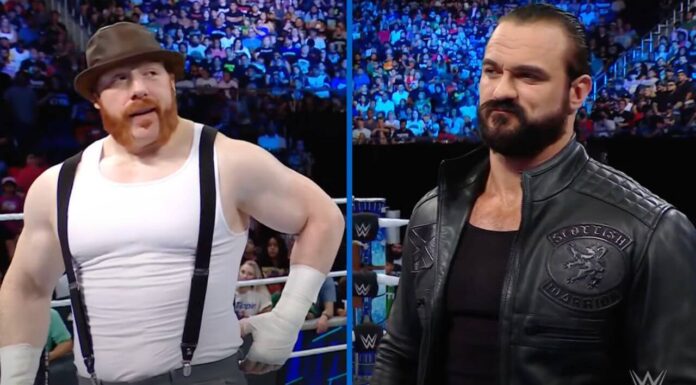Sheamus und Drew McIntyre werden bei SmackDown (24.6.22) zur Zusammenarbeit gezwungen / Screenshot: (c) WWE. All Rights Reserved.