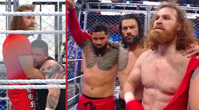 Sami Zayn bekennt sich bei der WWE Survivor Series 2022 zur Bloodline / Screenshots: (c) WWE