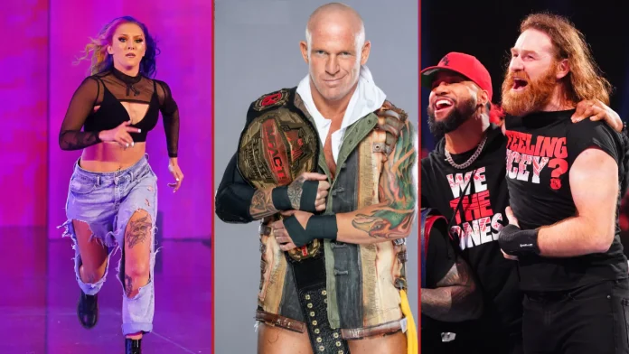 Tegan Nox, Eric Young, Sami Zayn in den WWE-News (v.l.n.r.) / Bilder: (c) WWE, IMPACT Young)