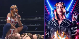 Debüt bei NJPW Wrestle Kingdom 17: Ex-WWE-Star Sasha Banks heißt jetzt Mercedes Moné / Screenshot, Grafik: (c) 2023 New Japan Pro-Wrestling
