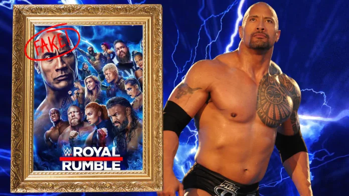 Ein Rumble-Plakat mit The Rock kursierte auf Twitter. Ganz offensichtlich war das Fan-Art! / Bilder: George Napolitano (The Rock) WWE (Plakat-Original)