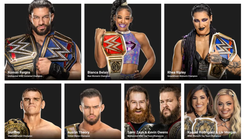 Das sind derzeit alle Champions bei Raw und SmackDown / Grafik: (c) WWE