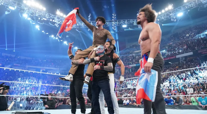Carlito und die LWO feiern Bad Bunny bei "Backlash" 2023 / Foto: (c) WWE