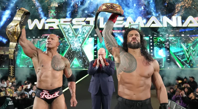 Die Bloodline triumphiert am Samstag bei WWE WrestleMania 40 / (c) 2024 WWE