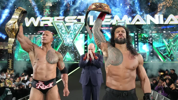 Die Bloodline triumphiert am Samstag bei WWE WrestleMania 40 / (c) 2024 WWE