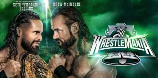 Drew McIntyre fordert World-Heavyweight-Champion Seth Rollins am WrestleMania XL Sunday / (c) 2024 WWE